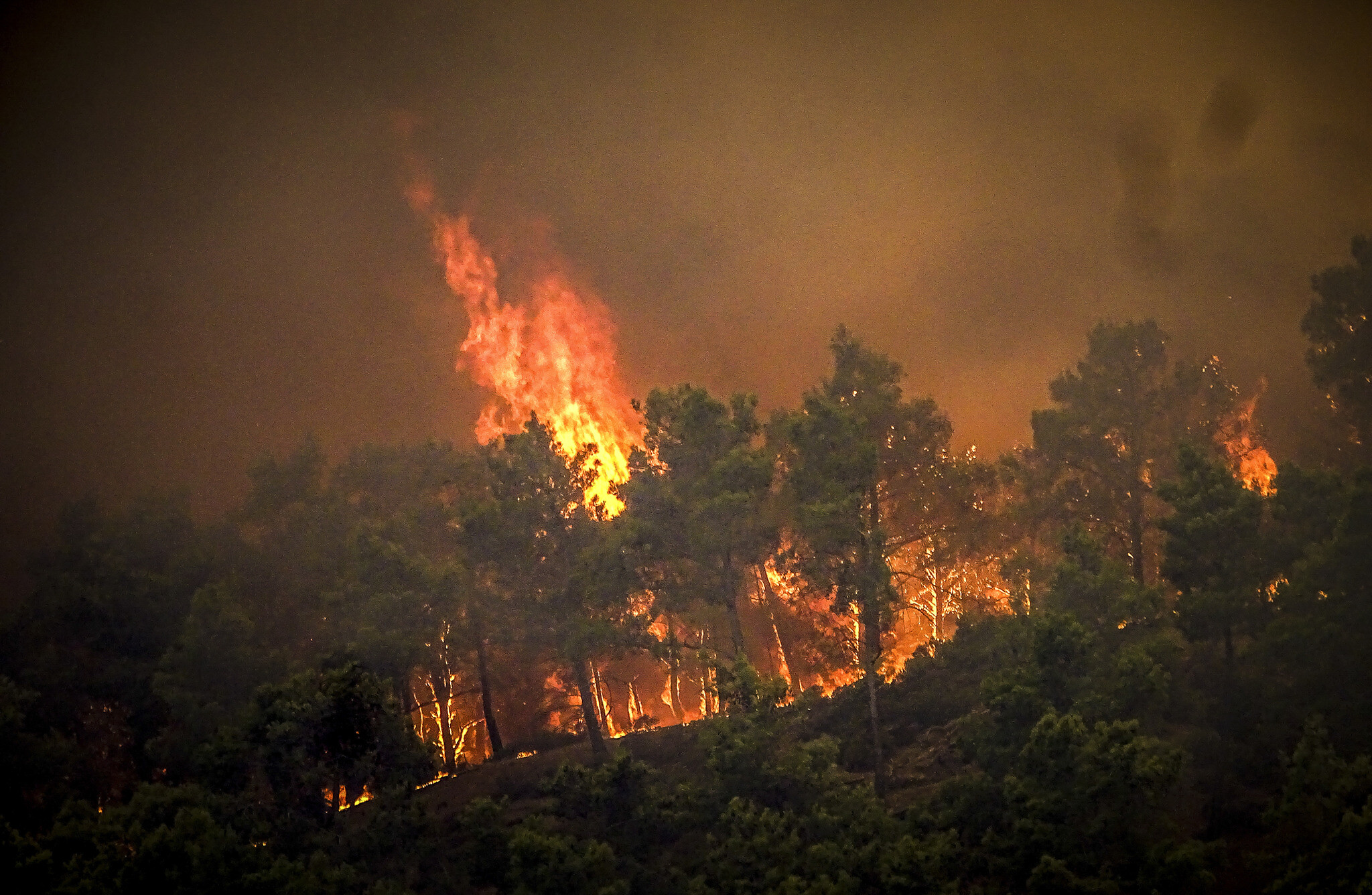 Fire on the island of Hydra - Greece