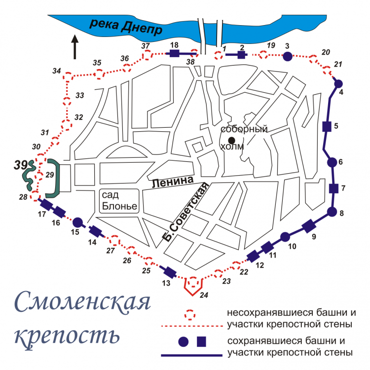 Схема Смоленской крепости