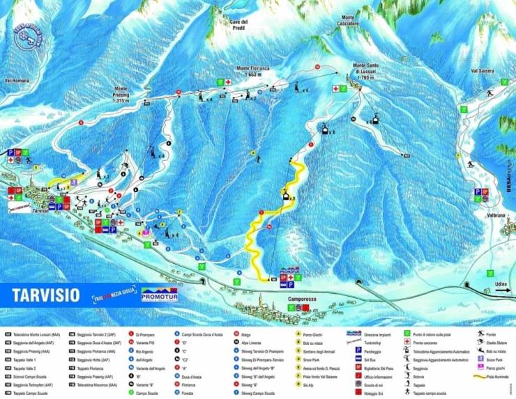 Тарвизио - схема горнолыжных трасс