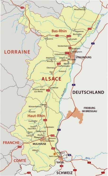 Карта Эльзаса
