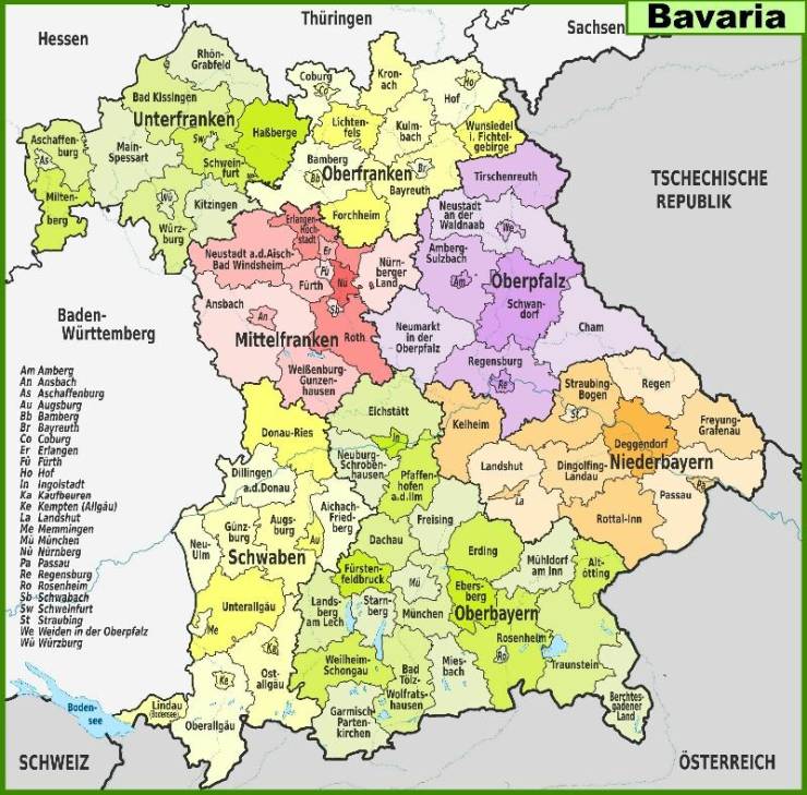 Административное деление Баварии