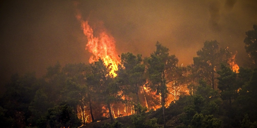 Пожары в Греции, остров Родос