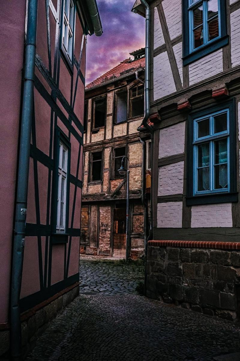 Старинные средневековые дома в Хальберштадте